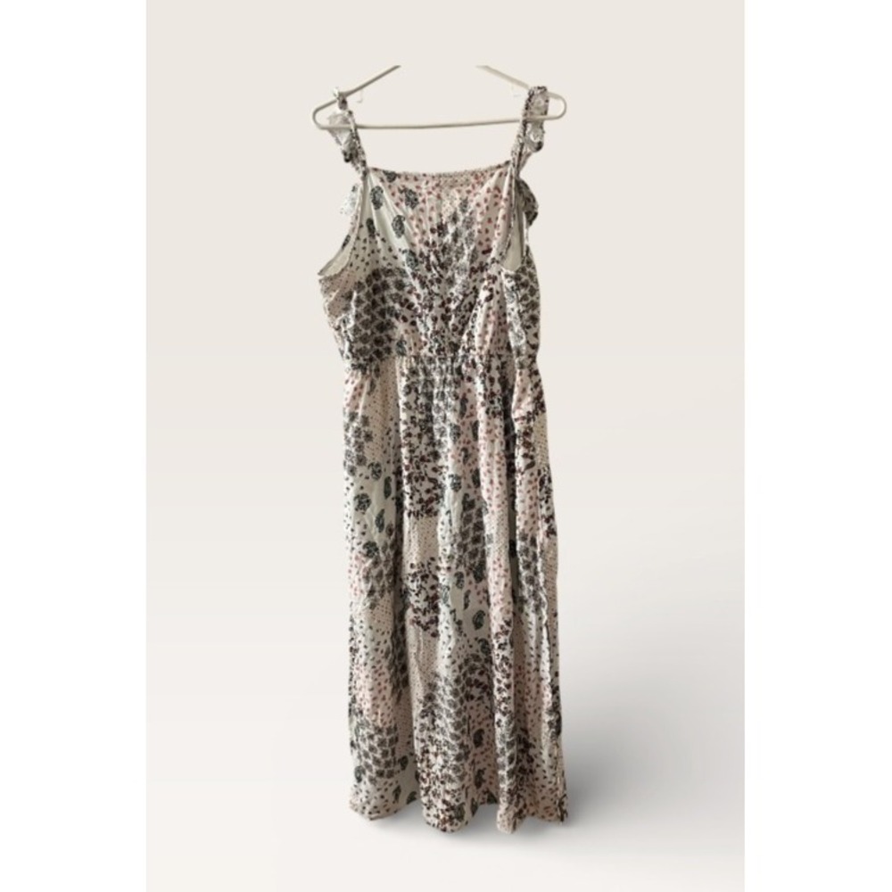 Maurices Womens Floral Paisley Patchwork Maxi Dress Ruffle V-Neck Boho White L - Picture 2 of 12